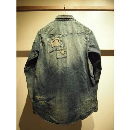 M エム デニムシャツ / hand repair western denim shirts indigo light