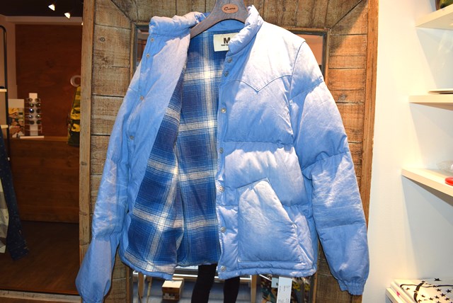M エム アウター / used wash chambray down jacket indigo light