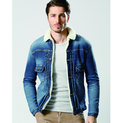 wjk ダブルジェイケイ アウター ボア ブルゾン / Italy boa denim blouson USED used 【56】