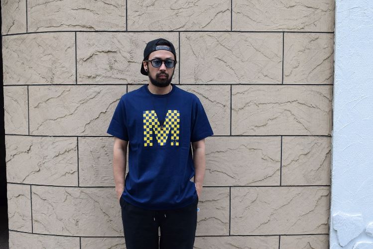 M エム Tシャツ / crew neck t-shirts (checker) navy