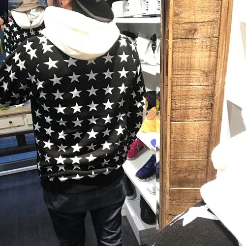 M エム パーカー / sweat pull over hoodie (star pattern) black