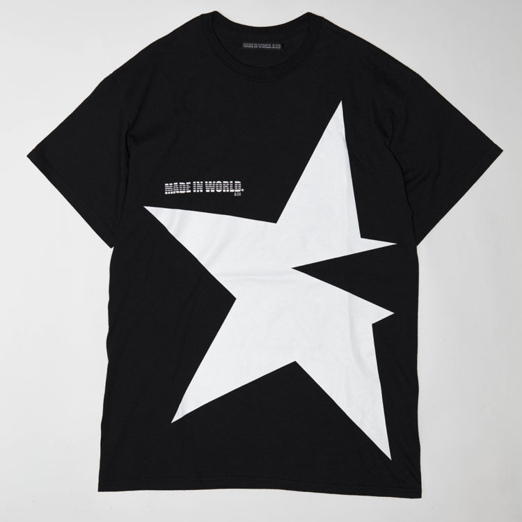 MADE IN WORLD☆&CO メイドインワールドアンドシーオー Tシャツ / crew neck tee（big star） black
