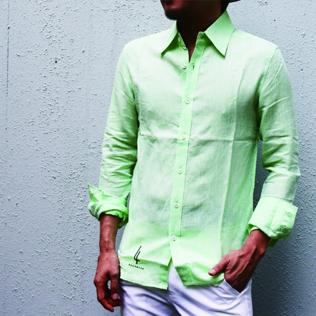 【SUMMER SALE】FOUR HAND フォーハンド / l/s wrinkle linen shirts light green